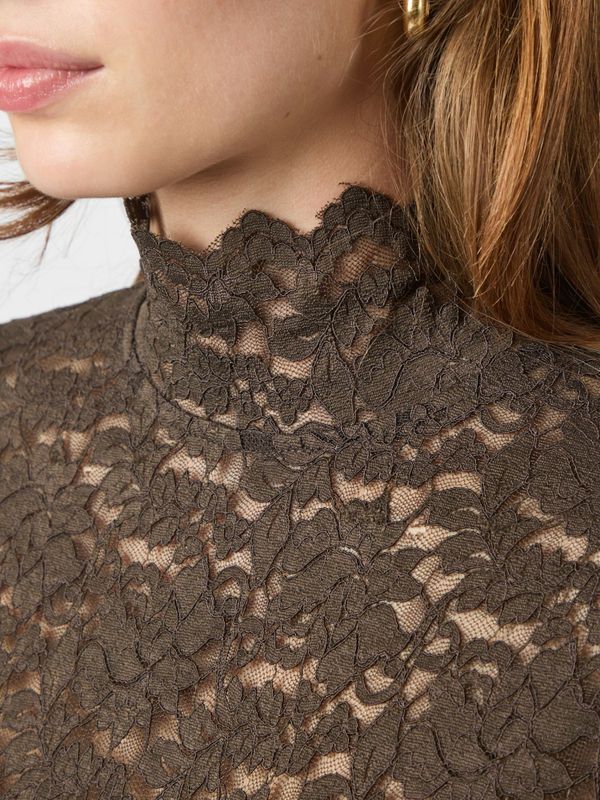 NEO NOIR Liza Laceflower Blouse Chocolate Brown