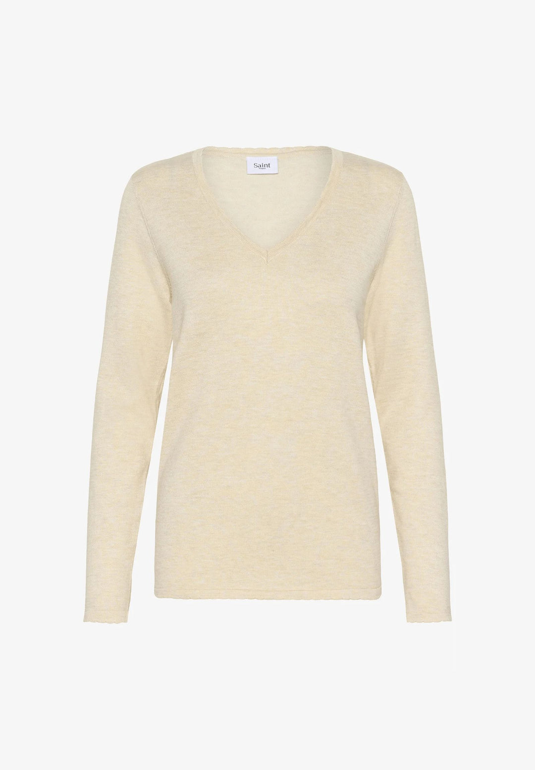 SAINT TROPEZ milaSZ LS V-Neck Brown Rice Melange