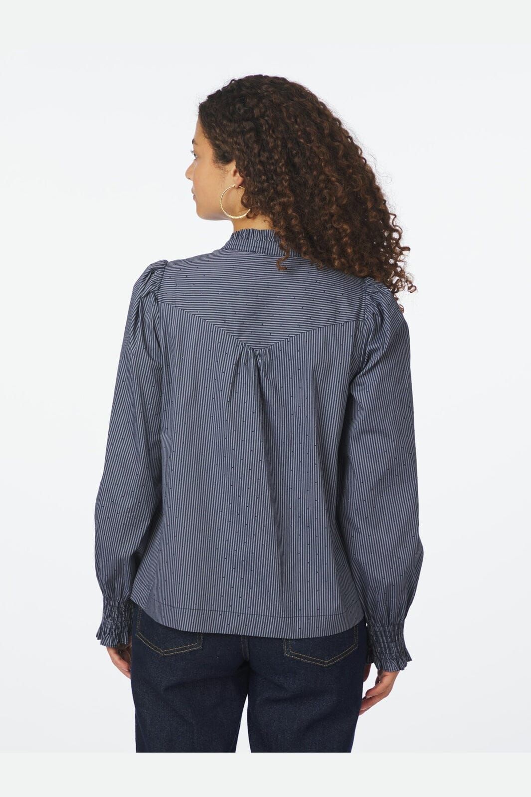 NEO NOIR Astrida Stripe Stone Blouse Navy