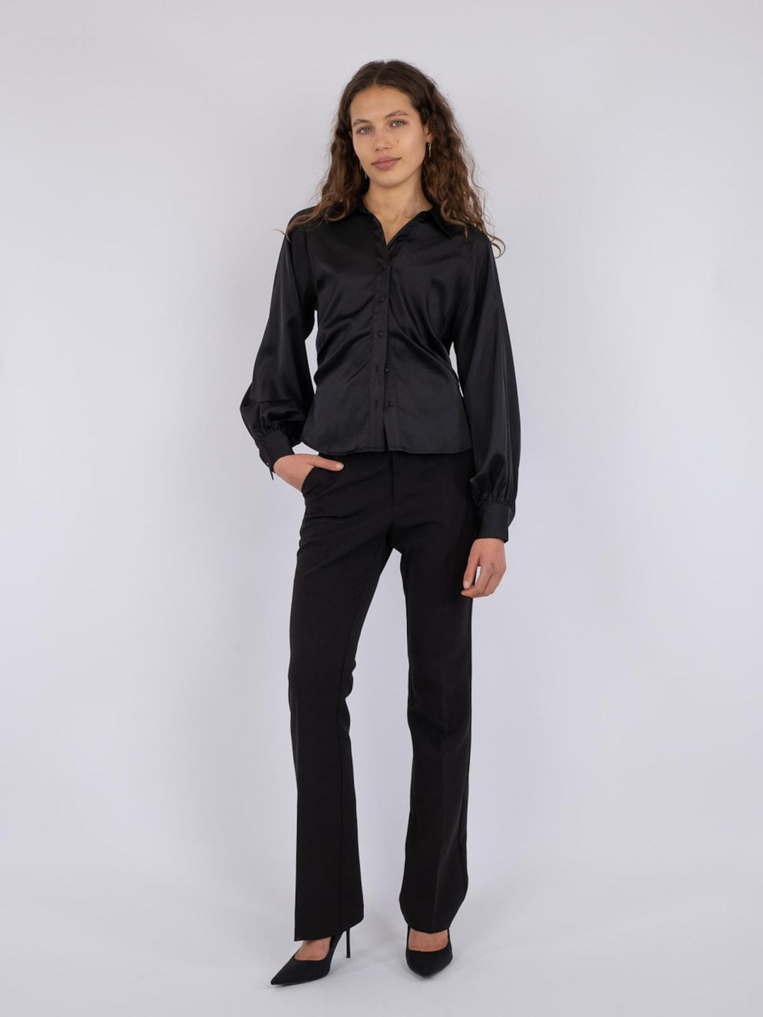 NEO NOIR Susannah Sateen Shirt Black