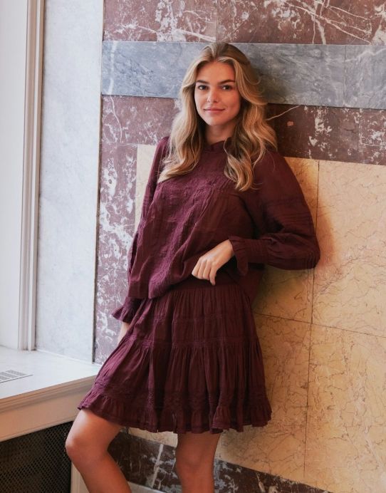 NEO NOIR Ebba S Voile Blouse Bergundy