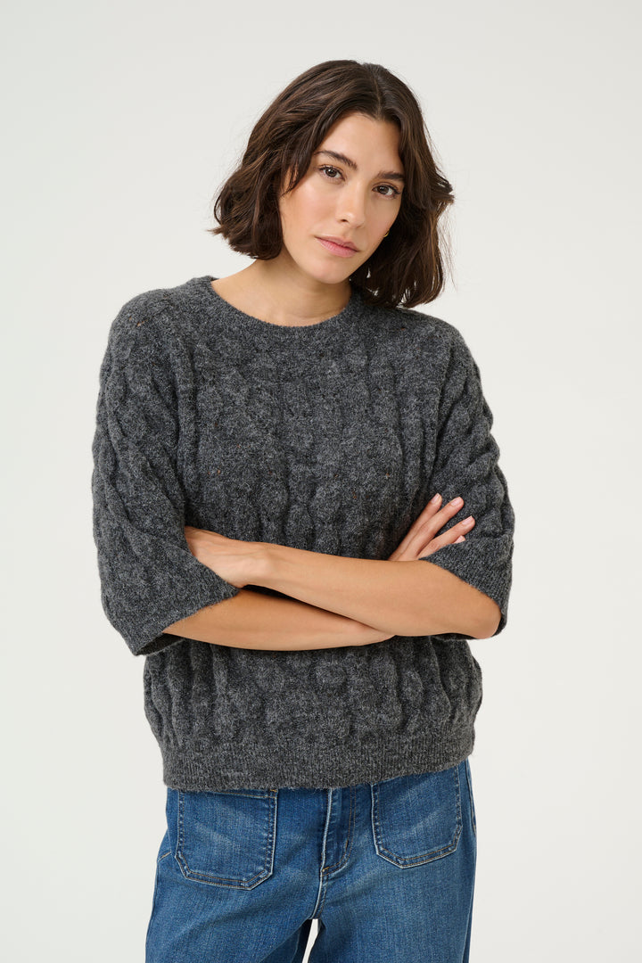 KAFFE KAmalene Knit Pullover Dark Grey Melange