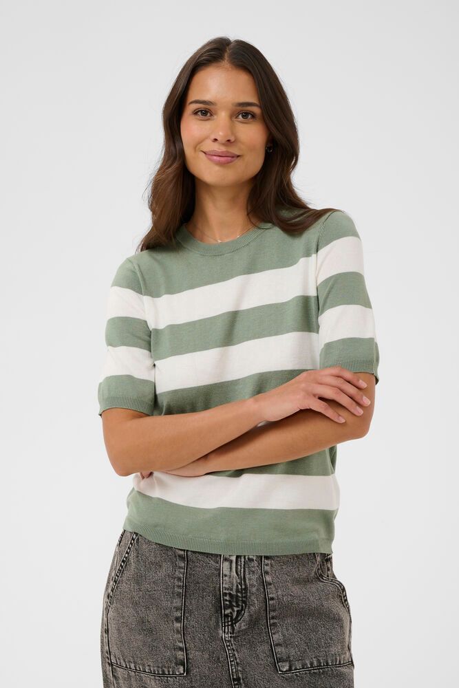 KAFFE KAlizza Striped Knit Seaspary / Chalk Wide Striped