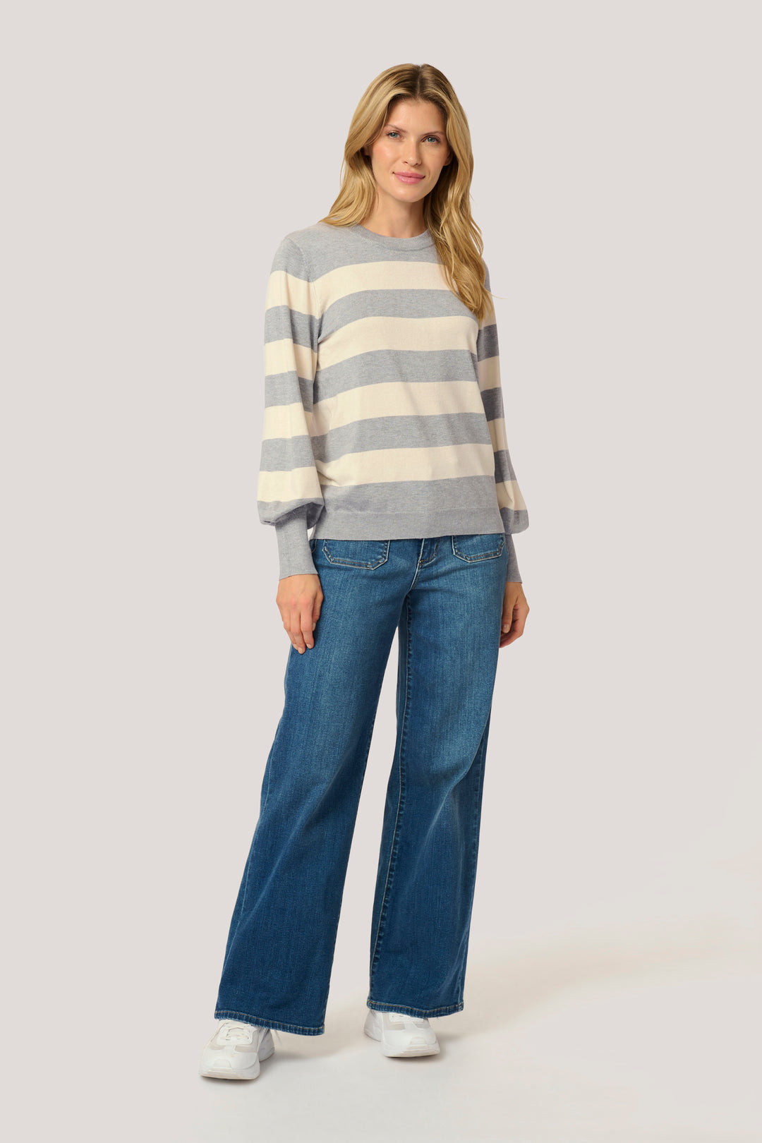 KAFFE KAlizza Striped Pullover Grey Melange/Turtledove