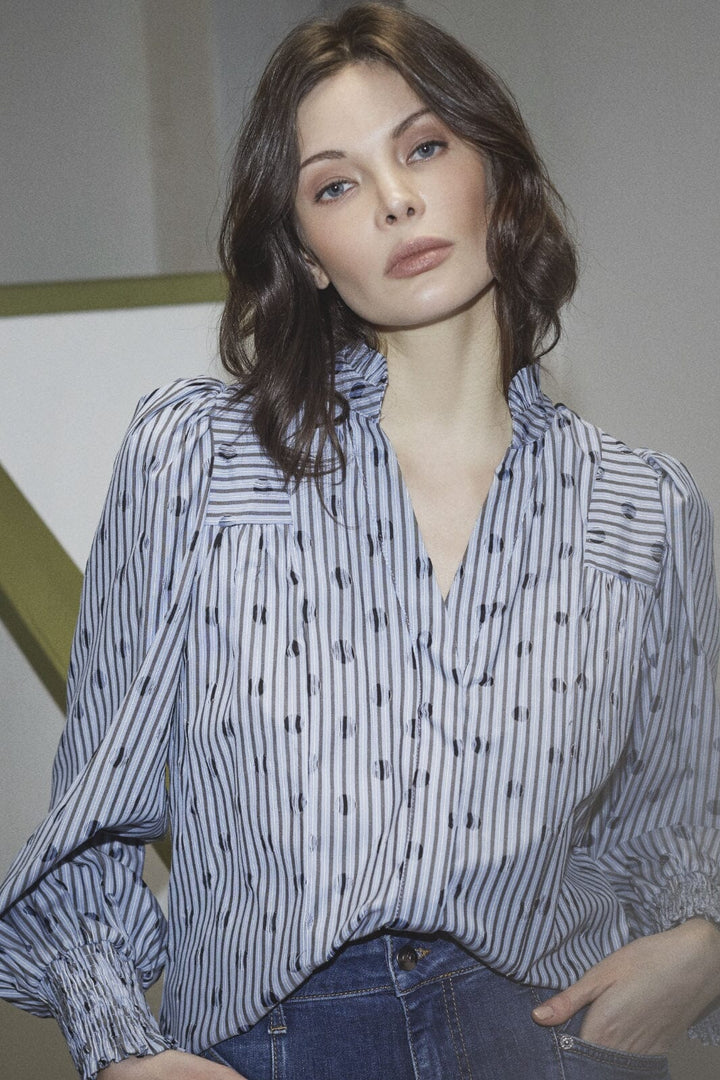 CO´COUTURE TrixieCC Dot V-shirt Blue