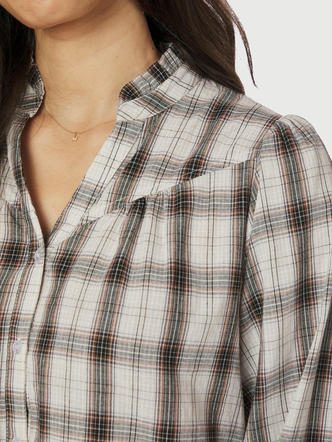 NEO NOIR Camisa Big Check Blouse Off White