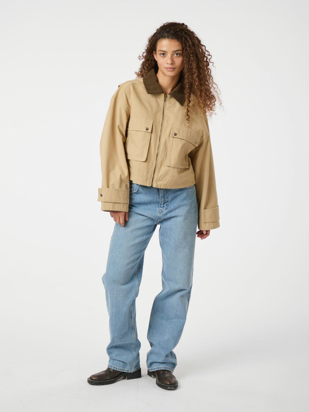 NEO NOIR Rivera Canvas Boxy Jacket Sand