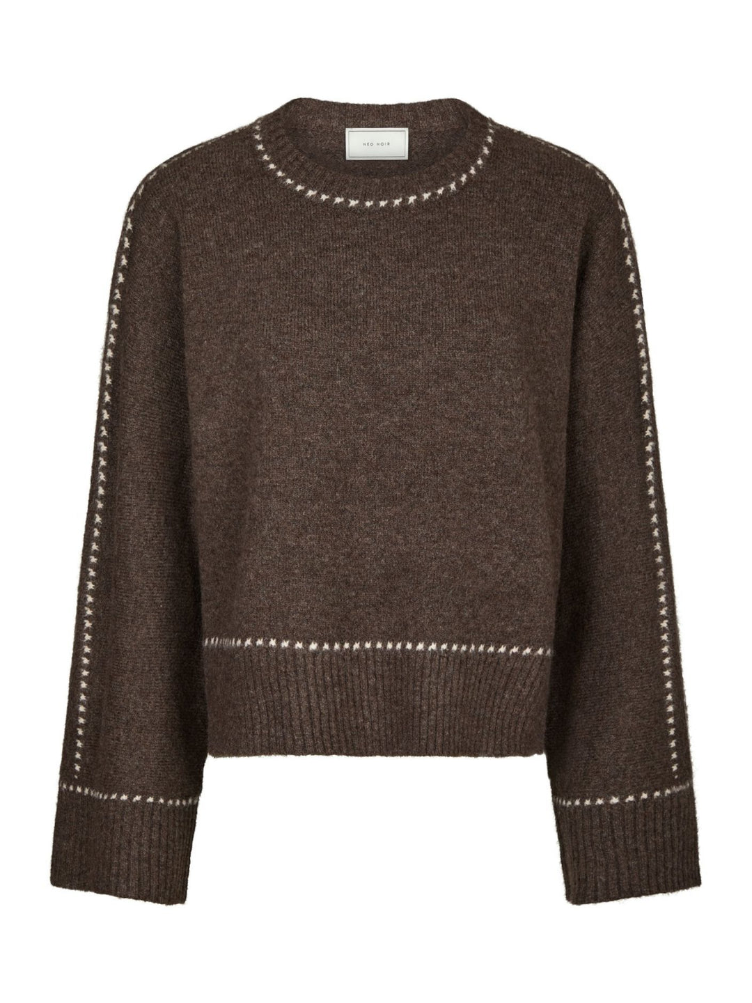 NEO NOIR Roeme Knit Stitch Blouse Brown Melange