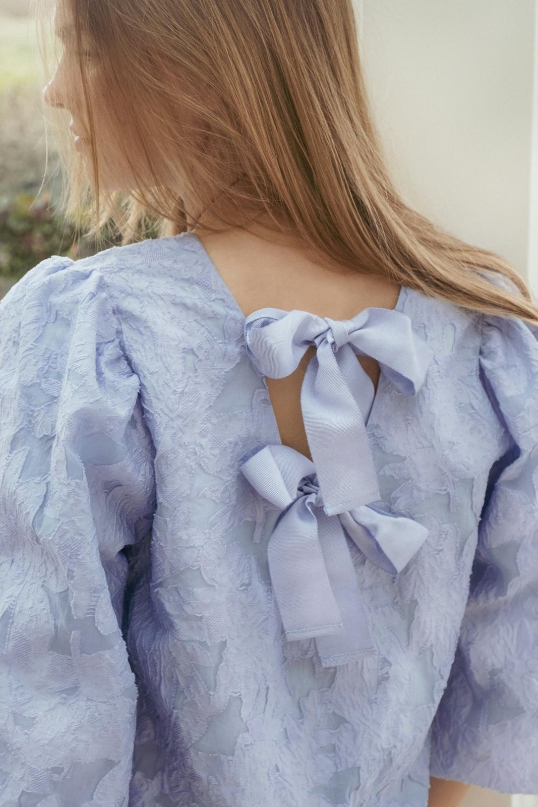 NEO NOIR Lorraine Brocade Blouse Sky Blue