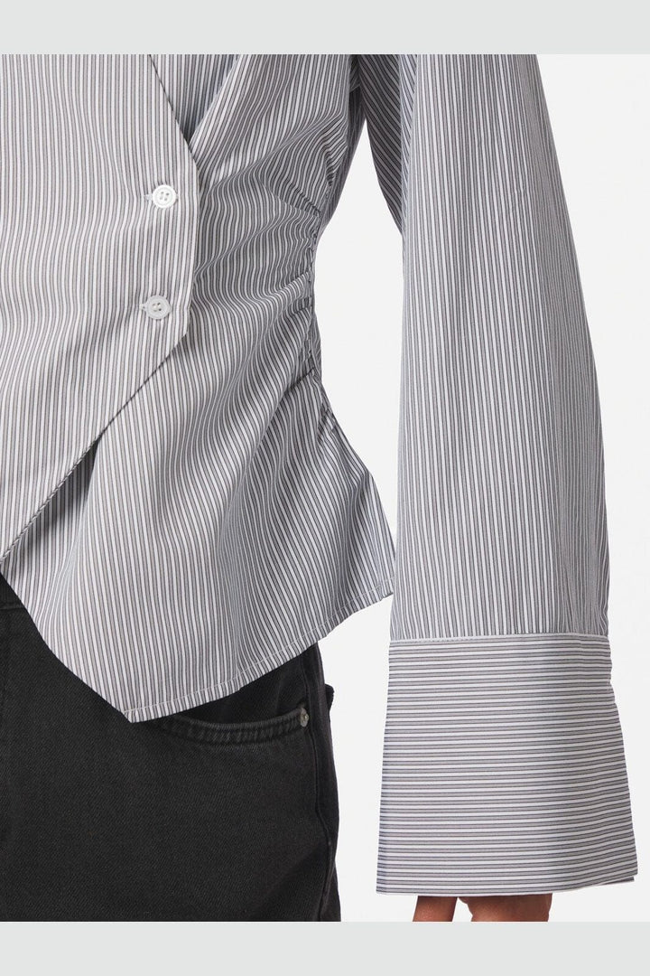 NEO NOIR Fenli Striped Shirt Grey