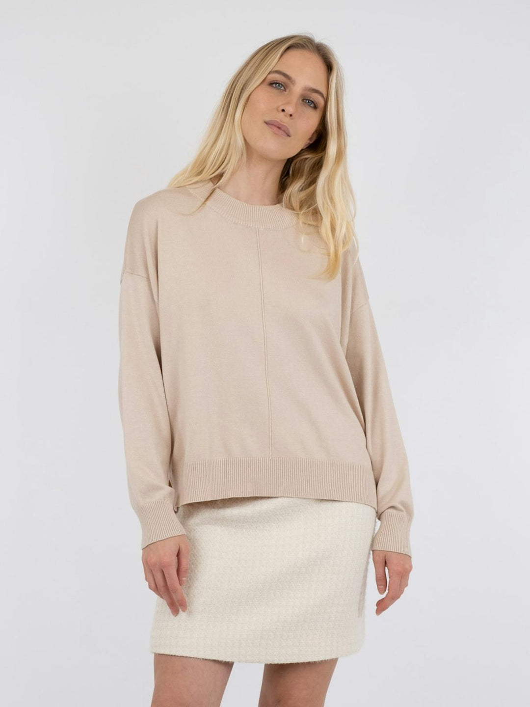 NEO NOIR Binni Solid Knit Blouse Sand