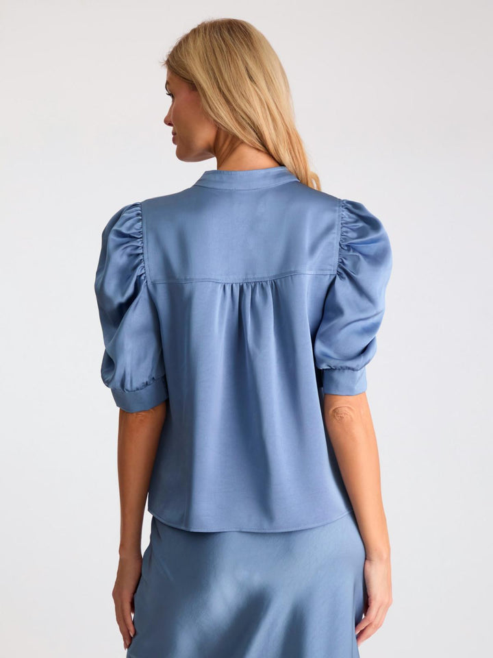 NEO NOIR Roella Heavy Sateen Blouse Smoke Blue