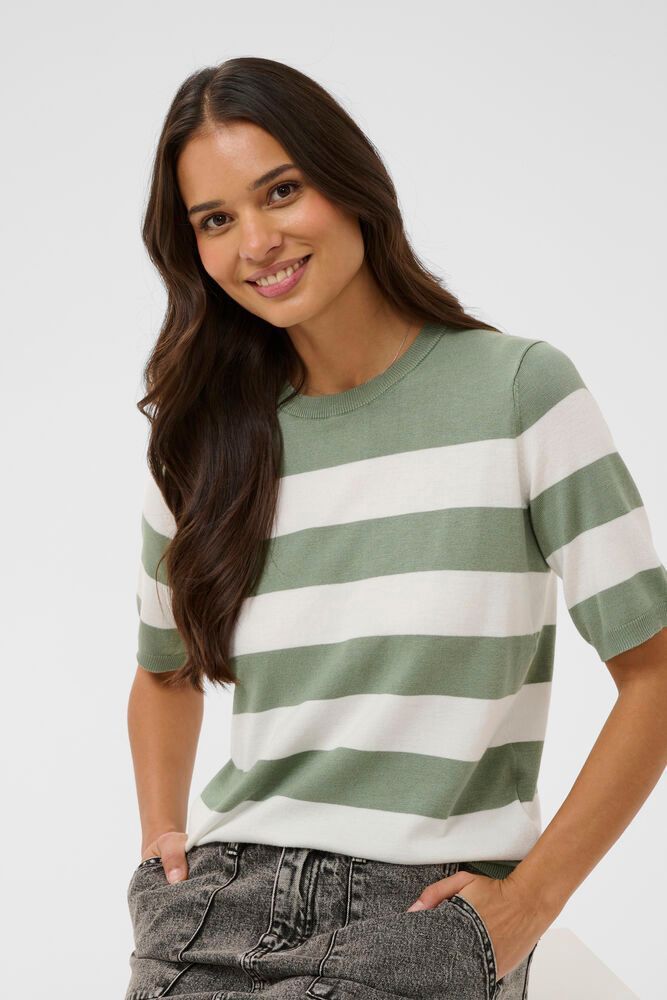 KAFFE KAlizza Striped Knit Seaspary / Chalk Wide Striped