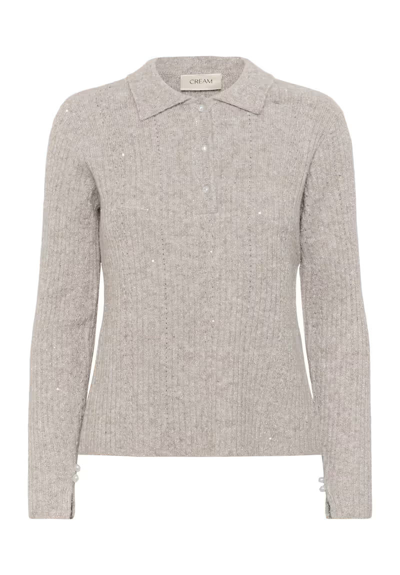 CREAM CRJolly Knit Poloshirt String Melange