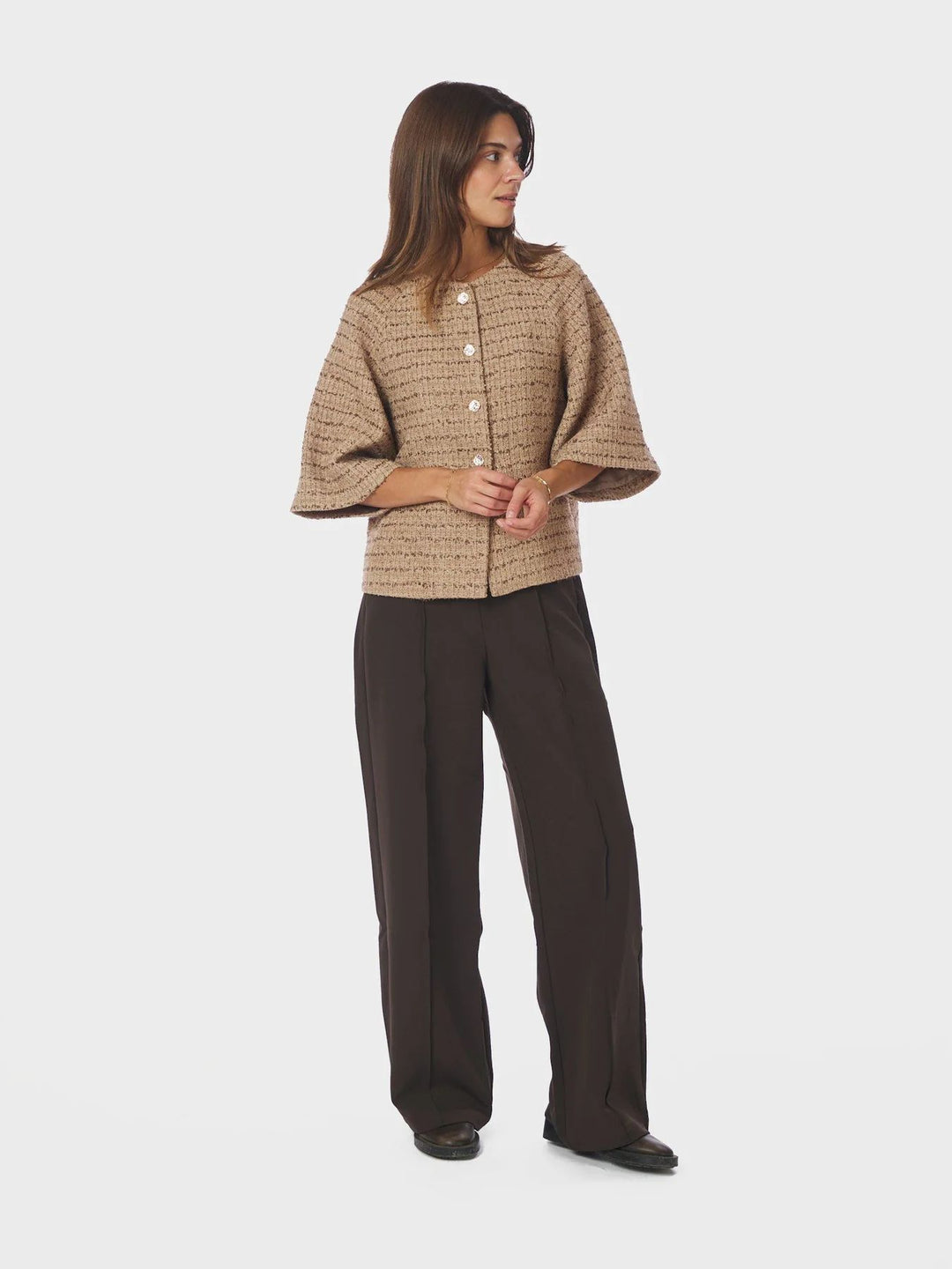 NEO NOIR Rosella Boucle Mini Jacket Taupe