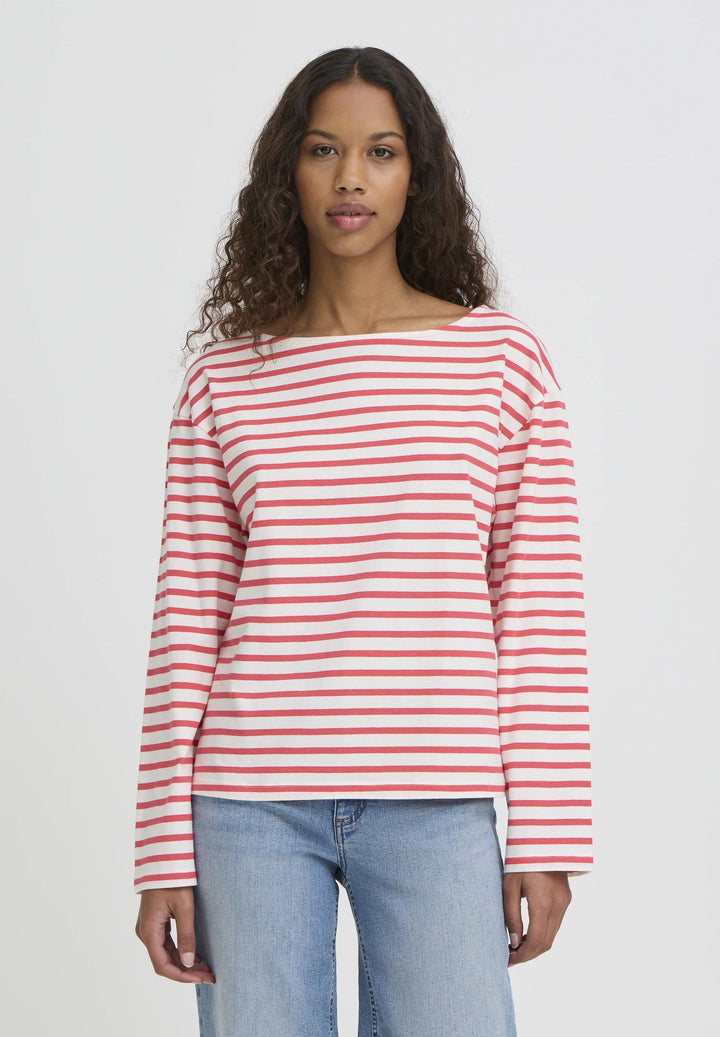 ICHI IHmira Boatneck LS2 Teaberry/Cloud Dancer