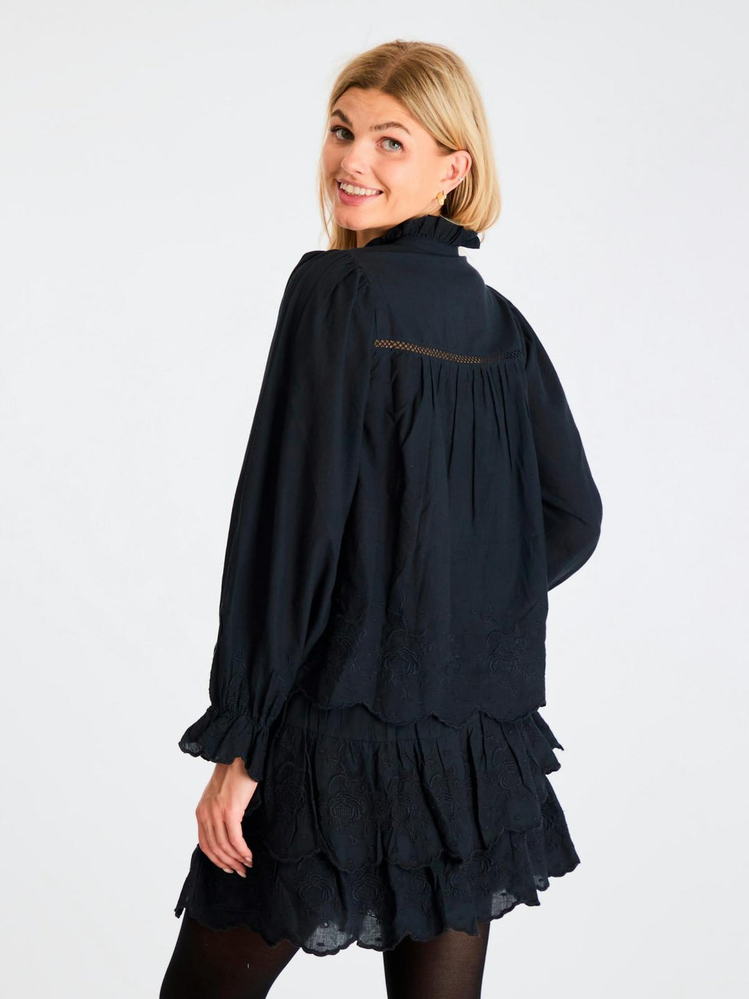 NEO NOIR Heline Emb Blouse Navy