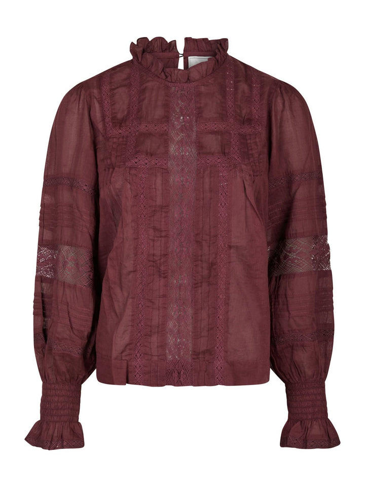 NEO NOIR Ebba S Voile Blouse Bergundy
