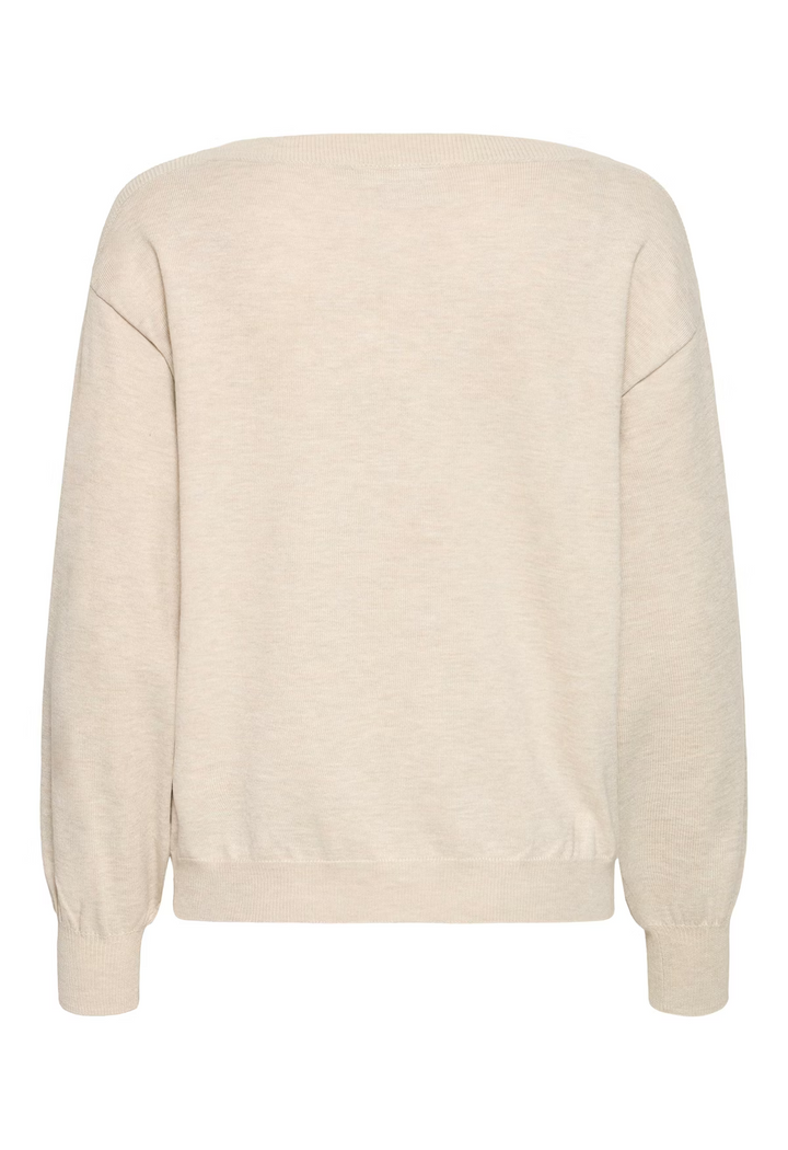 ICHI IHLULS BOAT NECK LS OATMEAL MELANGE