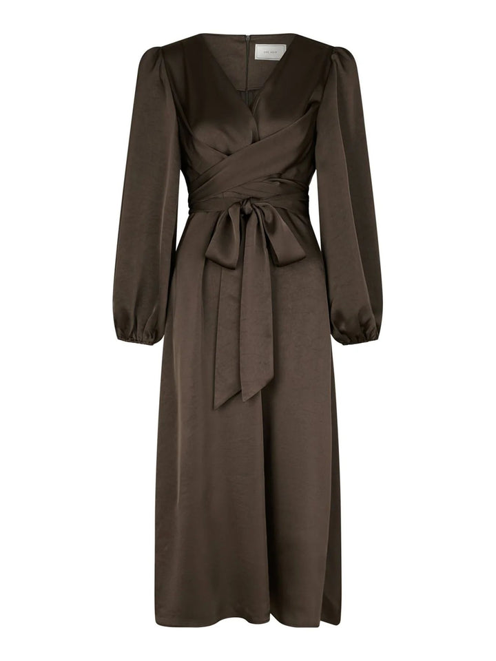 NEO NOIR Rimini Heavy Sateen Dress Dark Brown