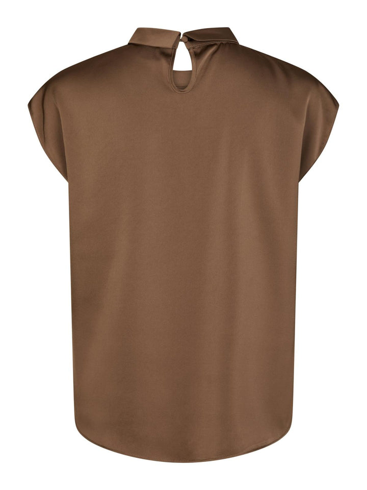 NEO NOIR Fleur Drapy Satin Blouse Dusty Brown
