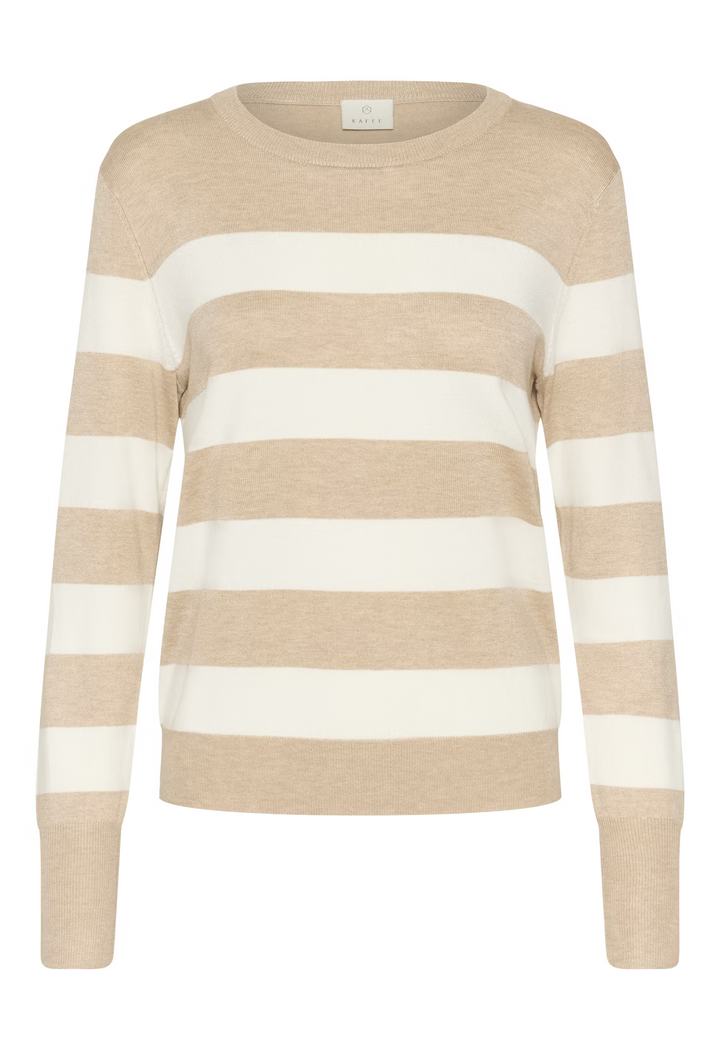 KAFFE KAlizza Striped Knit Pullover Feather G. M / Chalk Wide Striped