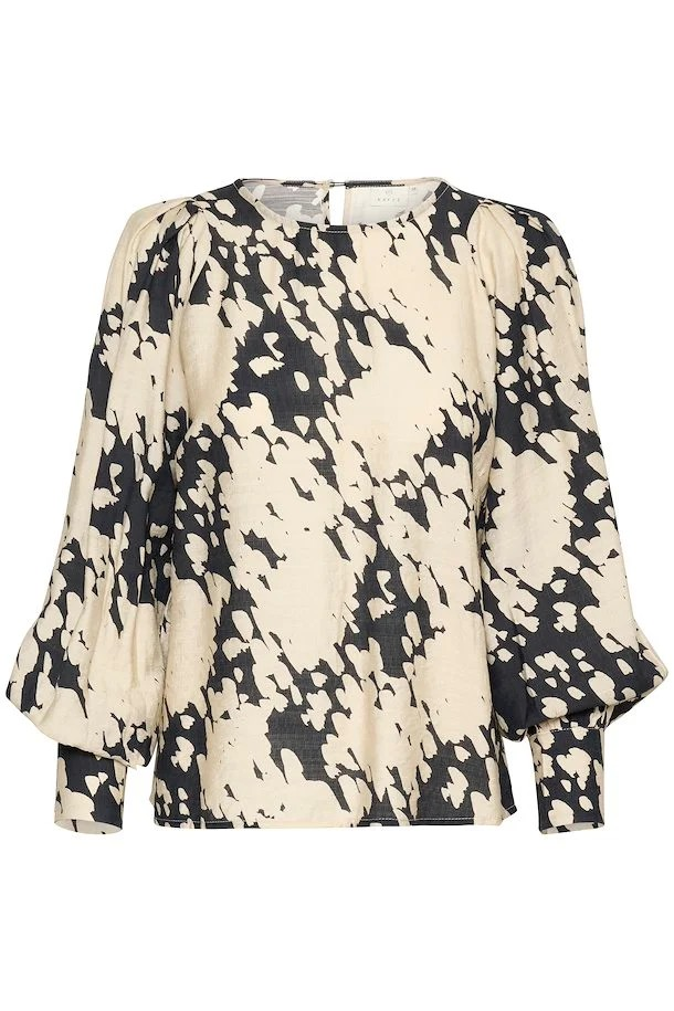 KAFFE KAlouise Blouse Black/Sand Graphic