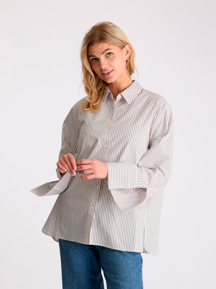 NEO NOIR Dita Stripe Shirt Brown