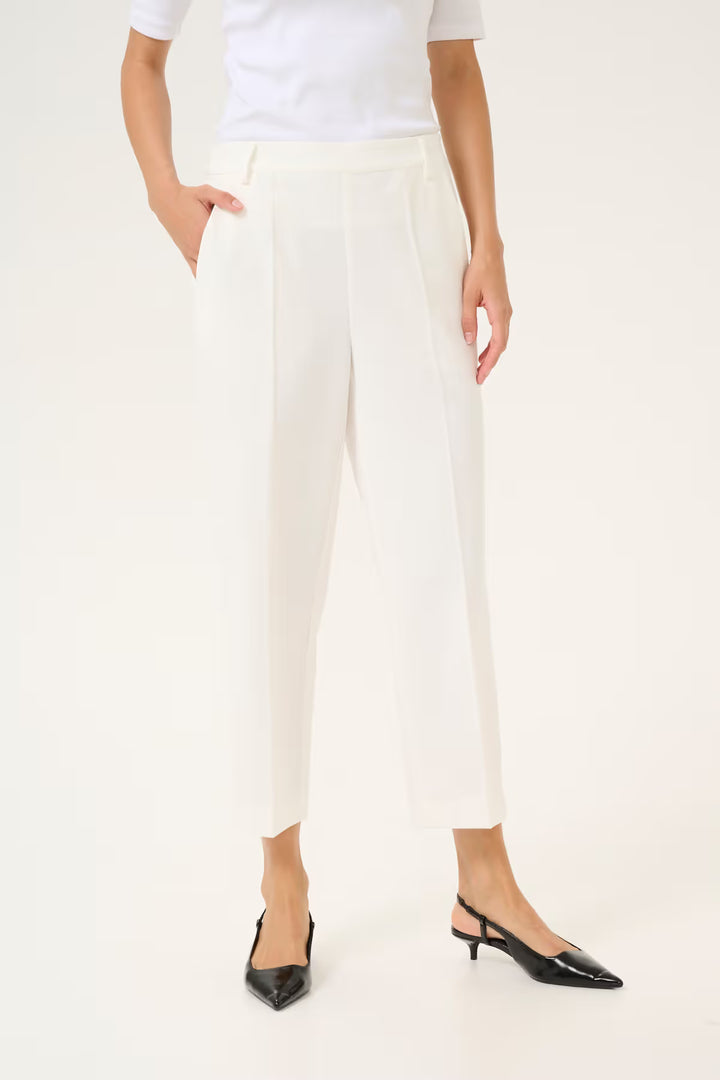 KAFFE KAsakura HW Cropped Pants Chalk