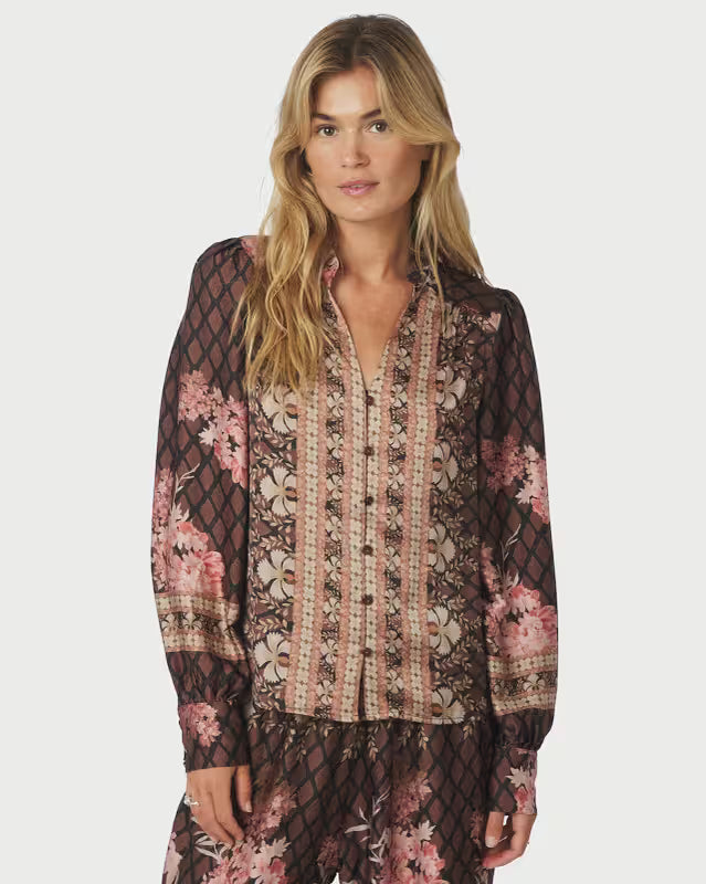 NEO NOIR Massima Botanical Border Blouse Black