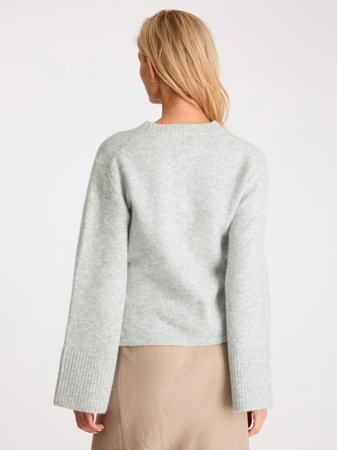 NEO NOIR Pixie Knit Cardigan Light Grey Melange