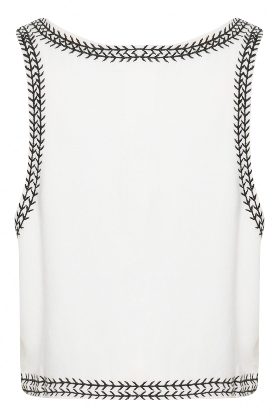 CREAM CRManju Boho Vest Snow White With Black Embroidery