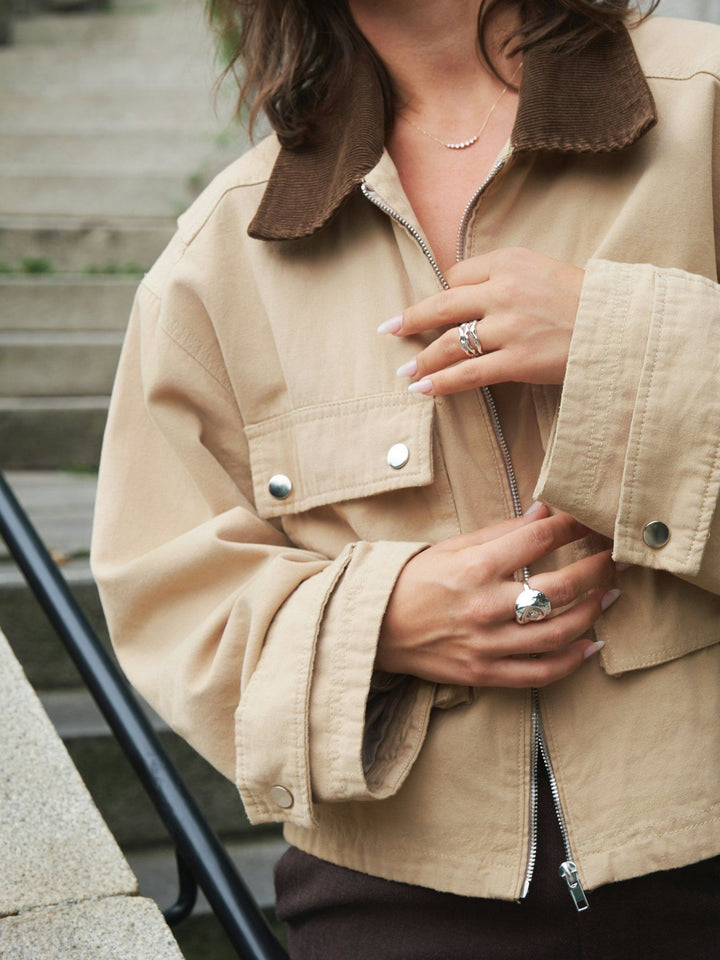 NEO NOIR Rivera Canvas Boxy Jacket Sand