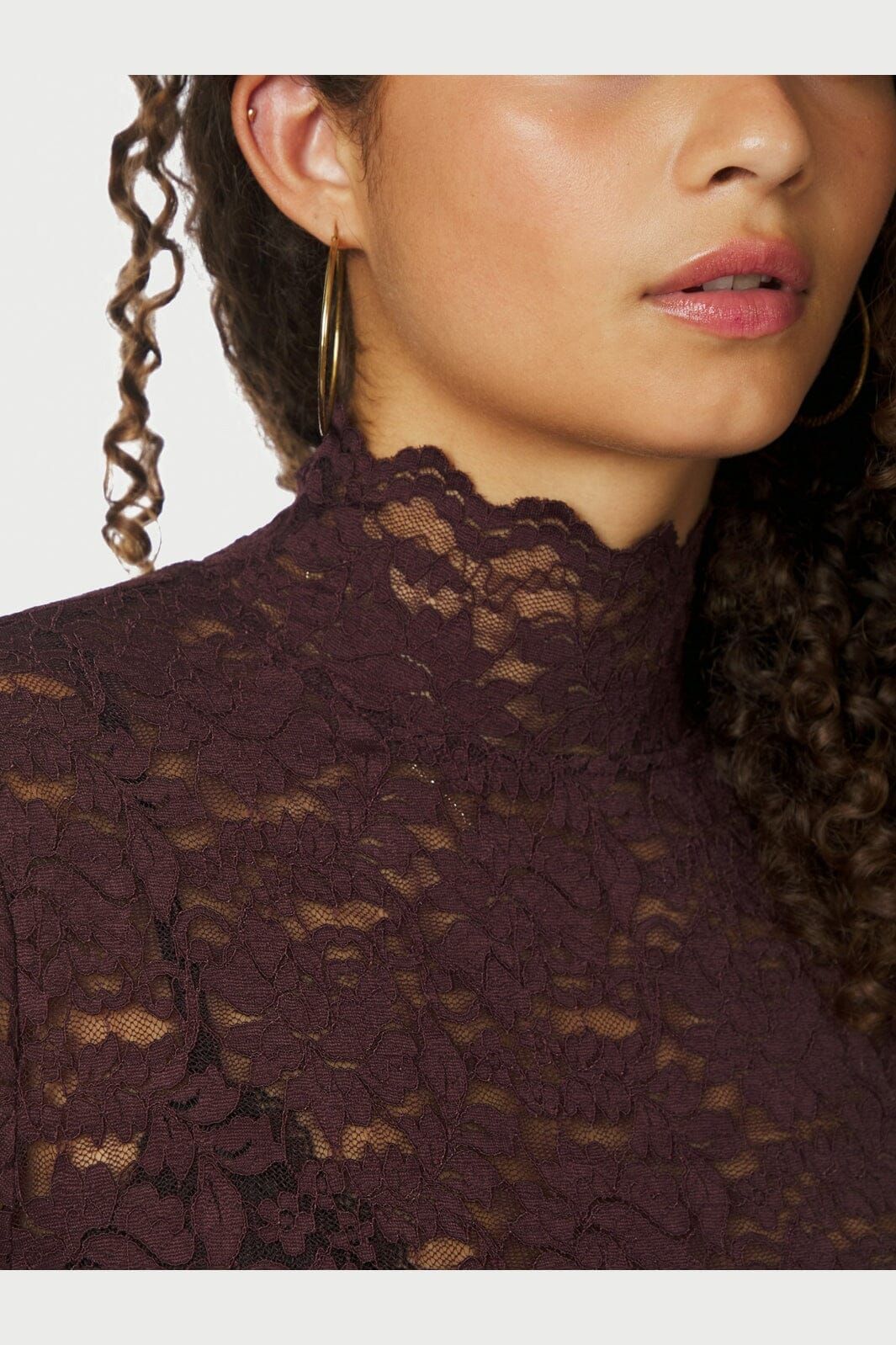 NEO NOIR Liza Laceflower Blouse Burgundy