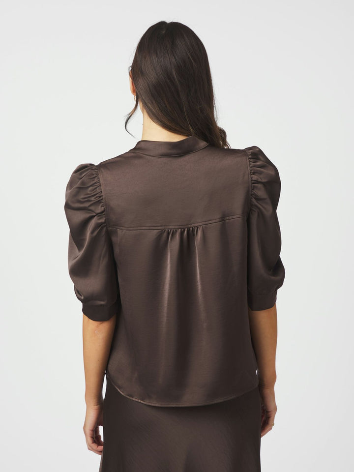 NEO NOIR Roella Heavy Sateen Blouse Dark Brown