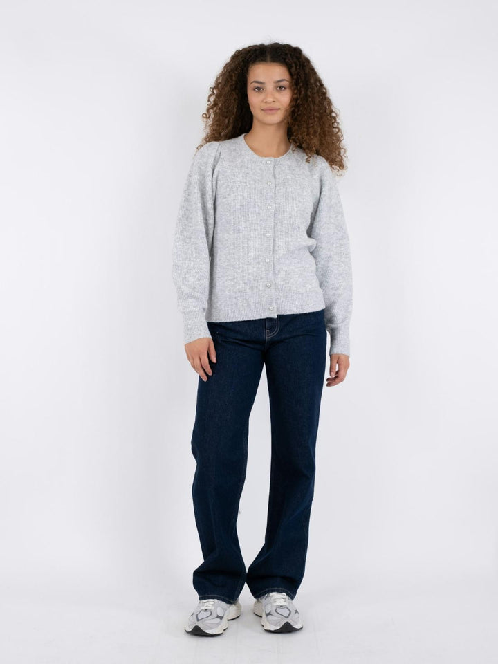 NEO NOIR Nuna Knit Cardigan Light Grey Melange