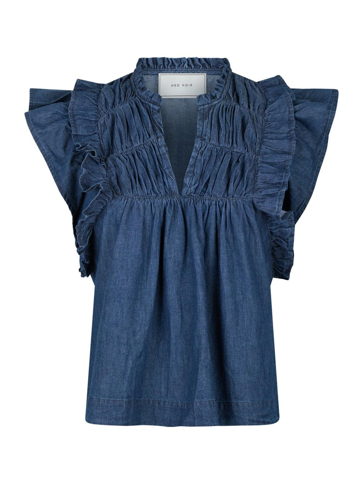 NEO NOIR Jayla Denim Top Denim Blue