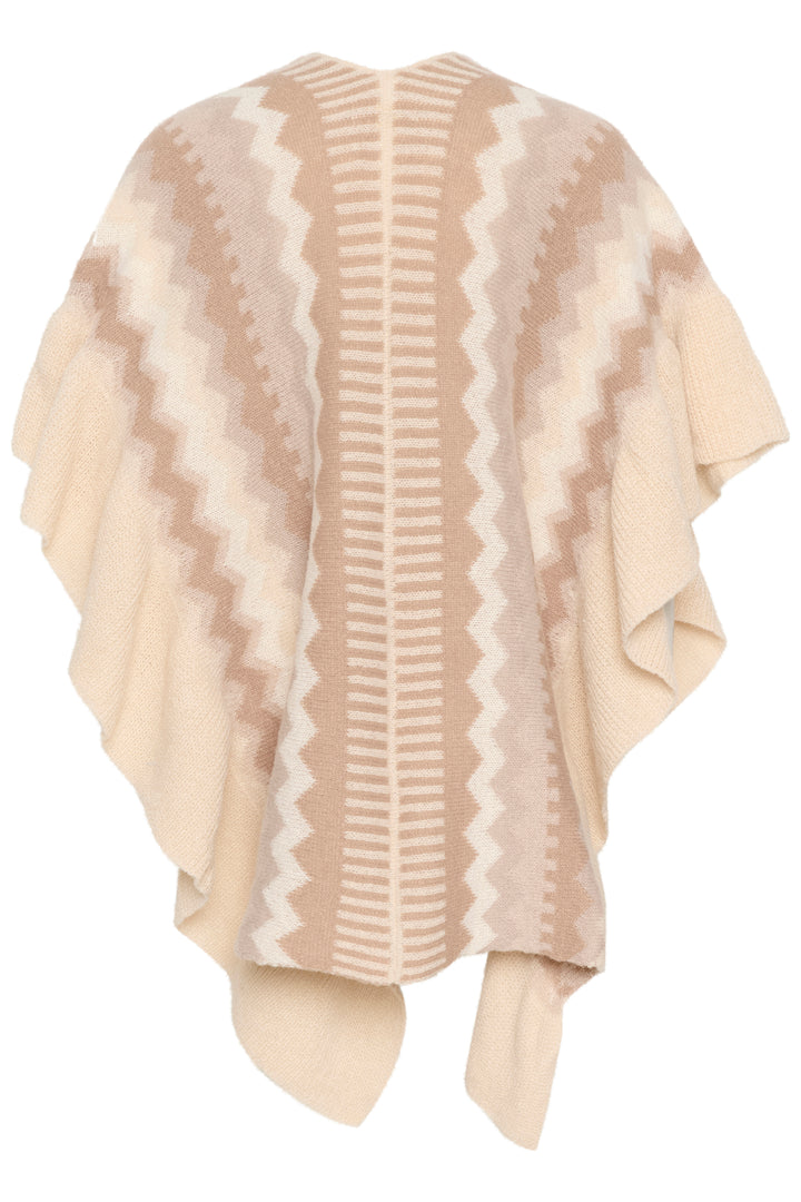 CREAM CRCandle Knit Cape Geometric Portabella Jaquard