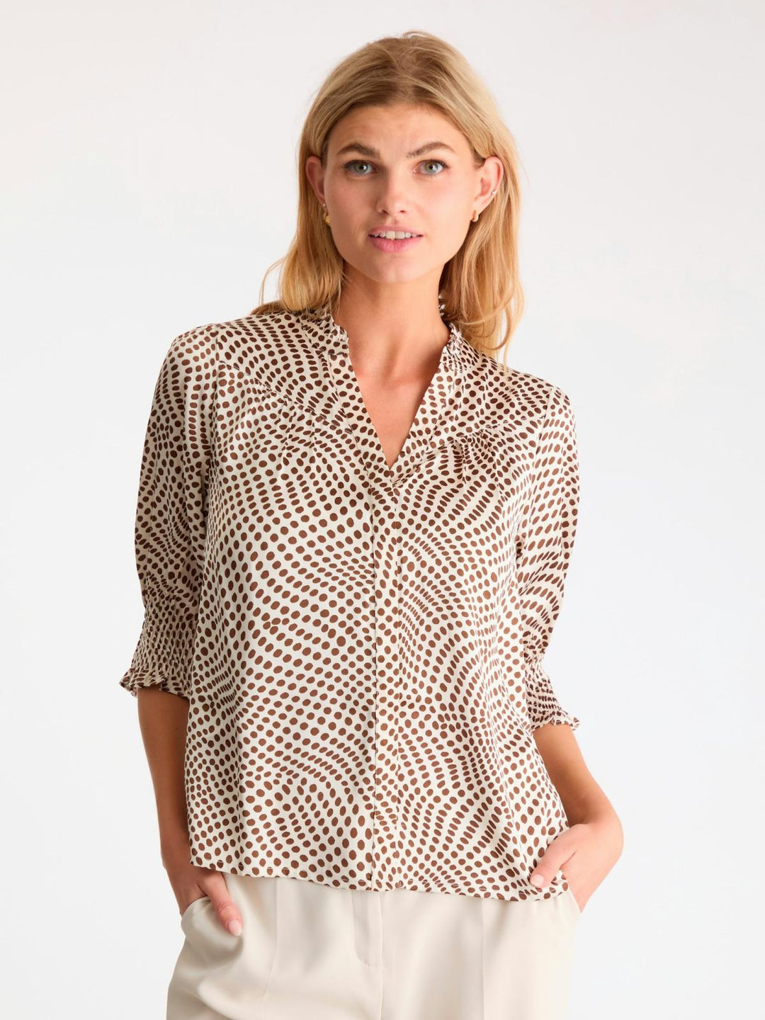 NEO NOIR Diana Vibrant Dot Blouse Brown