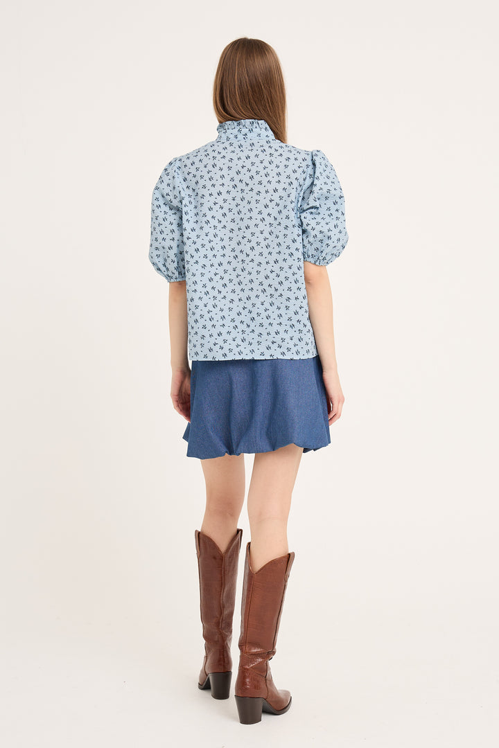 A-VIEW Tiffany Short Sleeve Shirt Blue/Navy