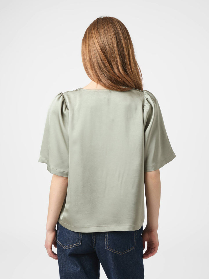 NEO NOIR Largo Heavy Saten Blouse Smoke Green
