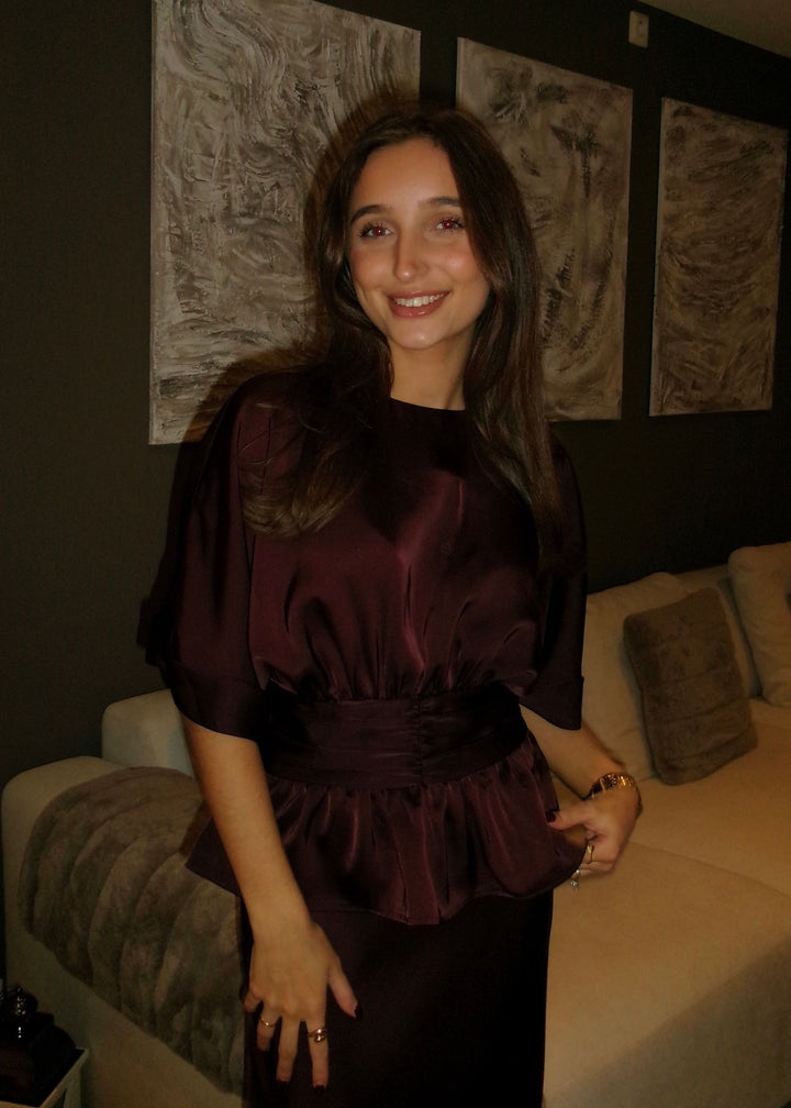 NEO NOIR Annegret Heavy Sateen Blouse Burgundy