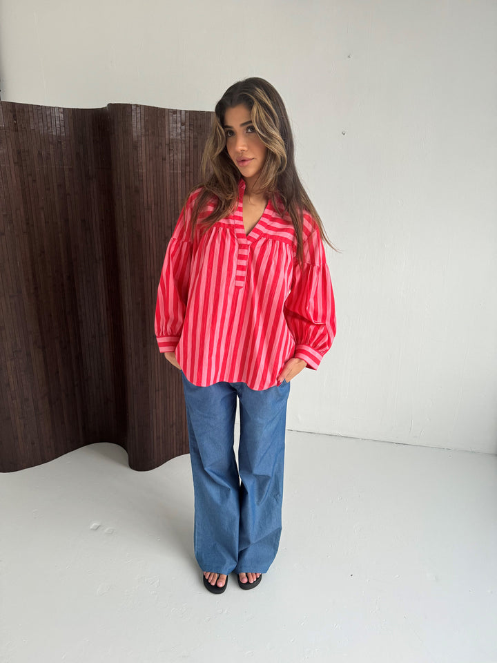 CONTINUE Ida Blouse Stripe Pink