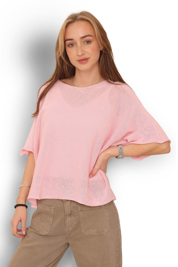 COPENHAGEN LUXE Lightweight Cotton Knit Top Dusty Rose