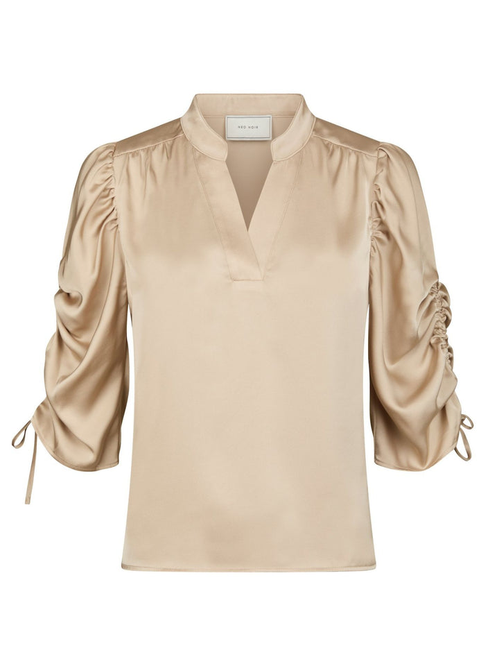 NEO NOIR Alvira Drapy Satin Blouse Campagne