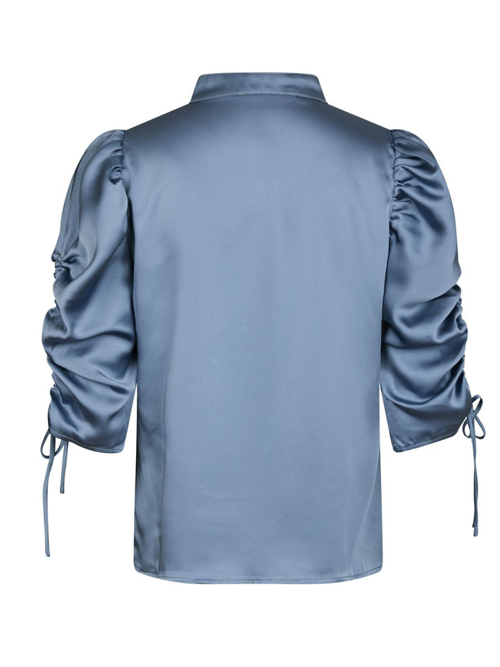 NEO NOIR Alvira Drapy Satin Blouse Dusty Blue