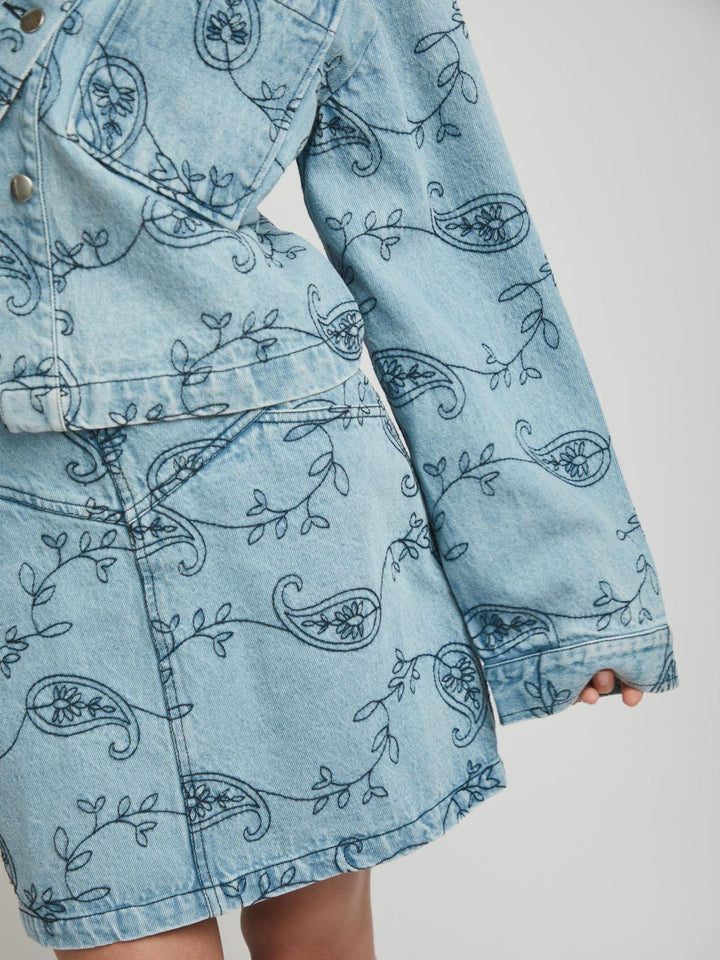 NEO NOIR Gabani Embrodery Skirt Blue