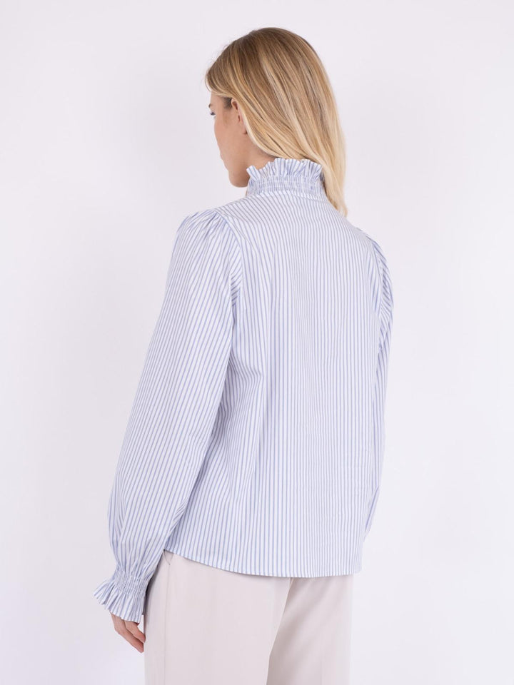 NEO NOIR Brielle Stripe Shirt White/Light Blue