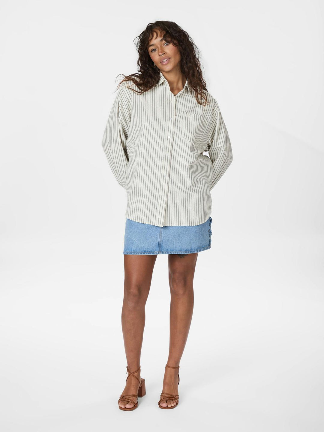 NEO NOIR Dalma Crepe Stone Shirt Brown