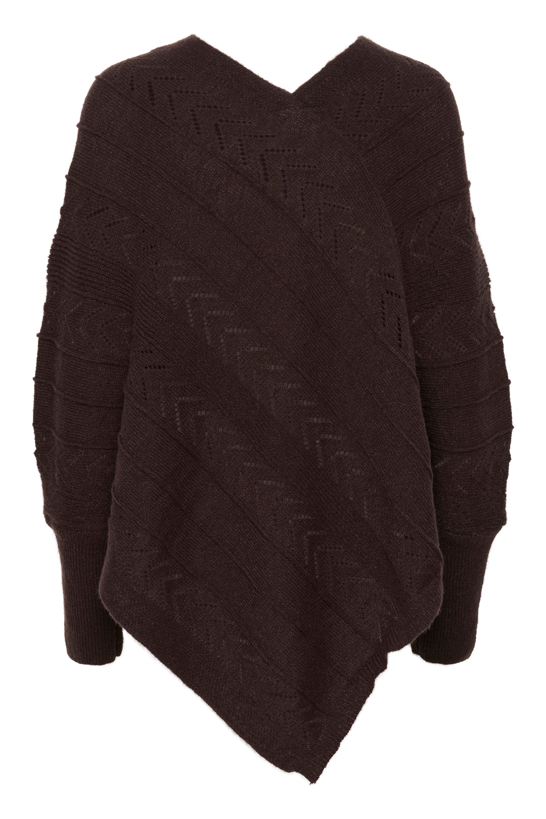 CREAM CRHoliday Knit Poncho Chocolate Plum